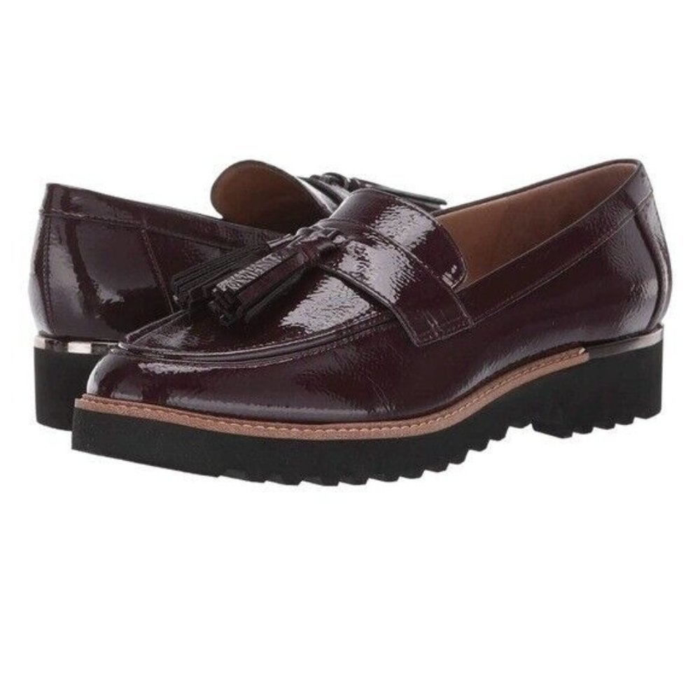 FRANCO Sarto Carney Burgundy Tassel Loafers Size 7 - Picture 1 of 11